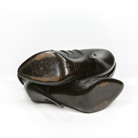 GUISEPPE ZANOTTI Zip Up Stiletto Ankle Boots Slouchy Ruched Leather 37.5 (6.5-7) - Picture 8 of 9